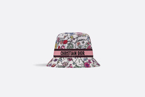 D-Bobby Florilegio Small Brim Bucket Hat • White Multicolor Technical Cotton