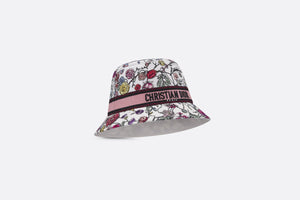 D-Bobby Florilegio Small Brim Bucket Hat • White Multicolor Technical Cotton