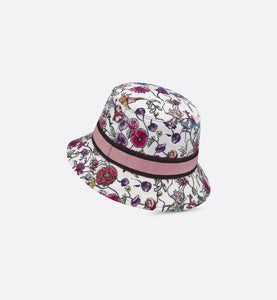 D-Bobby Florilegio Small Brim Bucket Hat • White Multicolor Technical Cotton