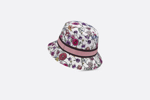 D-Bobby Florilegio Small Brim Bucket Hat • White Multicolor Technical Cotton