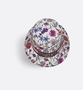 D-Bobby Florilegio Small Brim Bucket Hat • White Multicolor Technical Cotton