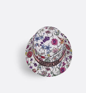 D-Bobby Florilegio Small Brim Bucket Hat • White Multicolor Technical Cotton