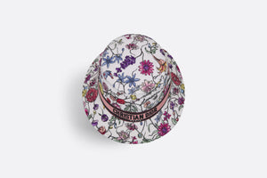 D-Bobby Florilegio Small Brim Bucket Hat • White Multicolor Technical Cotton