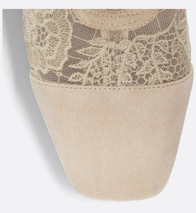 Naughtily-D Ankle Boot • Transparent Mesh and Sand-Colored Suede Embroidered with Dior Roses Motif