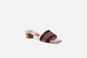 Dway Heeled Slide • White Multicolor Florilegio Embroidered Cotton