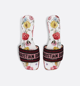 Dway Heeled Slide • White Multicolor Florilegio Embroidered Cotton