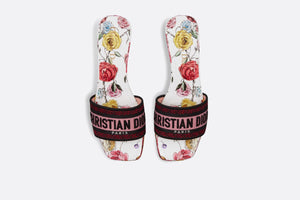 Dway Heeled Slide • White Multicolor Florilegio Embroidered Cotton
