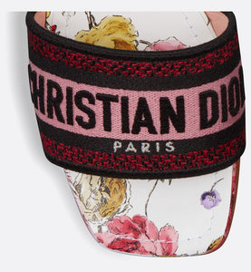 Dway Heeled Slide • White Multicolor Florilegio Embroidered Cotton