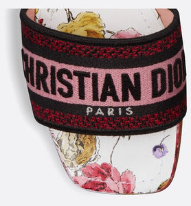 Dway Heeled Slide • White Multicolor Florilegio Embroidered Cotton