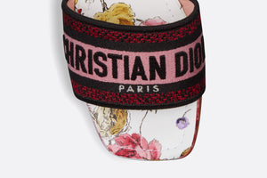 Dway Heeled Slide • White Multicolor Florilegio Embroidered Cotton