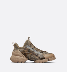 D-Connect Sneaker • Beige and Black Technical Fabric with Plan de Paris Print