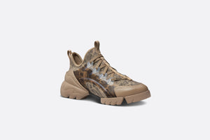 D-Connect Sneaker • Beige and Black Technical Fabric with Plan de Paris Print