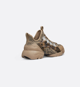 D-Connect Sneaker • Beige and Black Technical Fabric with Plan de Paris Print