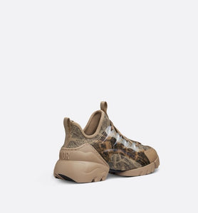 D-Connect Sneaker • Beige and Black Technical Fabric with Plan de Paris Print