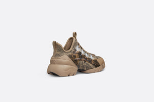D-Connect Sneaker • Beige and Black Technical Fabric with Plan de Paris Print