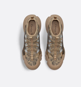 D-Connect Sneaker • Beige and Black Technical Fabric with Plan de Paris Print