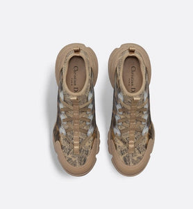 D-Connect Sneaker • Beige and Black Technical Fabric with Plan de Paris Print