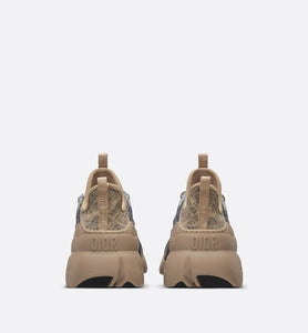 D-Connect Sneaker • Beige and Black Technical Fabric with Plan de Paris Print