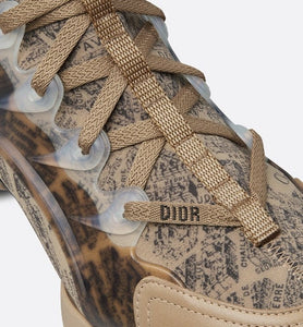 D-Connect Sneaker • Beige and Black Technical Fabric with Plan de Paris Print