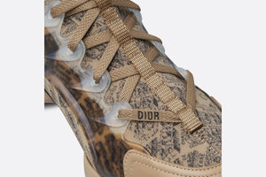 D-Connect Sneaker • Beige and Black Technical Fabric with Plan de Paris Print