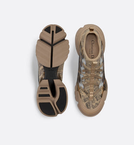 D-Connect Sneaker • Beige and Black Technical Fabric with Plan de Paris Print