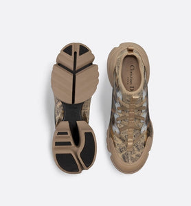 D-Connect Sneaker • Beige and Black Technical Fabric with Plan de Paris Print
