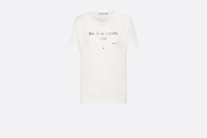 'Non Je Ne Regrette Rien' T-Shirt • White Technical Cotton Jersey with Crinkled Effect