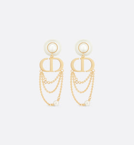 Dior Tribales Earrings • Gold-Finish Metal with White Resin Pearls and Silver-Tone Crystals