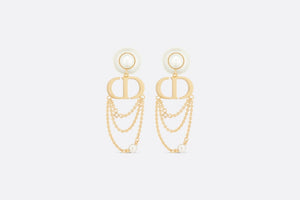 Dior Tribales Earrings • Gold-Finish Metal with White Resin Pearls and Silver-Tone Crystals