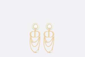 Dior Tribales Earrings • Gold-Finish Metal with White Resin Pearls and Silver-Tone Crystals