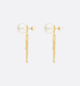 Dior Tribales Earrings • Gold-Finish Metal with White Resin Pearls and Silver-Tone Crystals