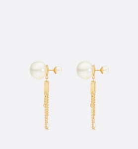 Dior Tribales Earrings • Gold-Finish Metal with White Resin Pearls and Silver-Tone Crystals