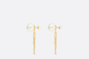 Dior Tribales Earrings • Gold-Finish Metal with White Resin Pearls and Silver-Tone Crystals