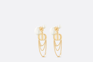 Dior Tribales Earrings • Gold-Finish Metal with White Resin Pearls and Silver-Tone Crystals