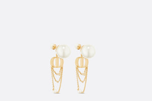 Dior Tribales Earrings • Gold-Finish Metal with White Resin Pearls and Silver-Tone Crystals