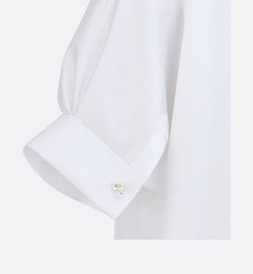 Blouse with Puff Sleeves • White Cotton Poplin