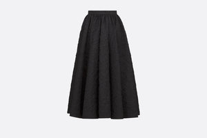 Flared Mid-Length Skirt • Black Cloqué Technical Jacquard