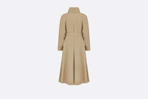 Belted Trench Coat with Criss Cross Collar • Beige Cotton Gabardine
