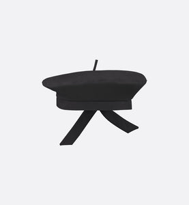 Dior Arty Dior Oblique Beret with Bow • Black Technical Cotton