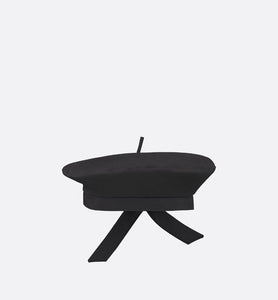 Dior Arty Dior Oblique Beret with Bow • Black Technical Cotton