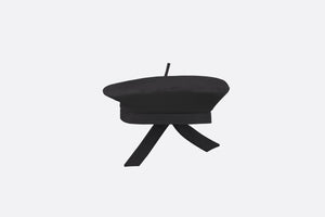 Dior Arty Dior Oblique Beret with Bow • Black Technical Cotton