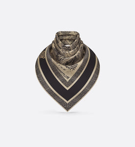 Plan de Paris 90 Square Scarf • Beige and Black Silk Twill