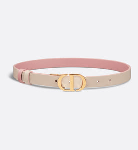 30 Montaigne Reversible Belt • Antique Pink and Powder Beige Smooth Calfskin, 20 MM