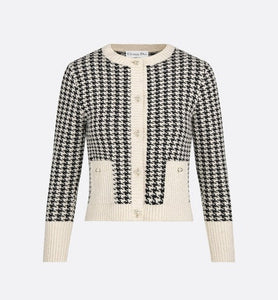 Twin-Set • Black and White Houndstooth Technical Cotton Knit