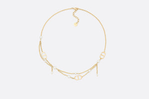 Petit CD Necklace • Gold-Finish Metal and White Resin Pearls