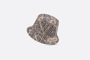 Teddy-D Plan de Paris Reversible Small Brim Bucket Hat • Beige and Black Cotton Blend