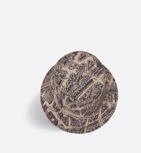 Teddy-D Plan de Paris Reversible Small Brim Bucket Hat • Beige and Black Cotton Blend