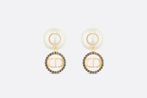 Dior Tribales Earrings • Gold-Finish Metal with White Resin Pearls and Hematite-Colored Crystals