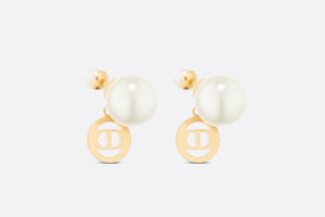 Dior Tribales Earrings • Gold-Finish Metal with White Resin Pearls and Hematite-Colored Crystals