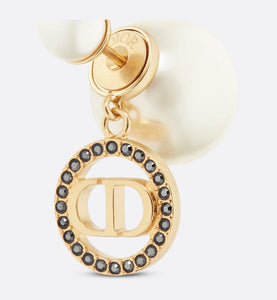 Dior Tribales Earrings • Gold-Finish Metal with White Resin Pearls and Hematite-Colored Crystals